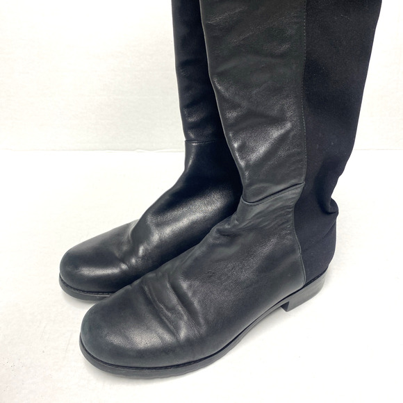 Stuart Weitzman 5050 Over The Knee Boot Black Leather Stretch Elastic Ta… - Picture 4 of 9